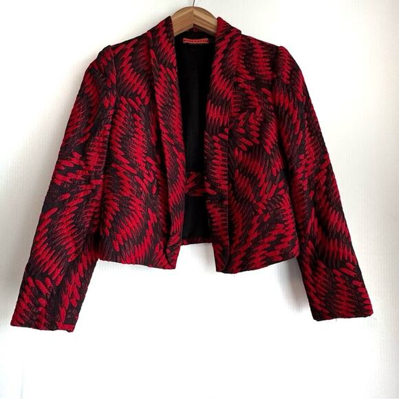Alice + Olivia Joella blazer short length long sleeve red and black size small - Picture 1 of 9